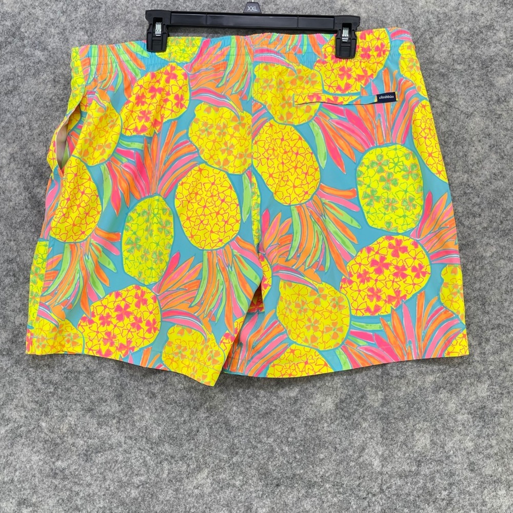 Chubbies Swim Trunks Men XXL Blue Yellow The Hooligans 5.5" Pineapple Lined NEW
